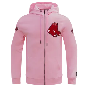 MLB BOSTON RED SOX CLASSIC CHENILLE MEN'S FZ PO HOODIE (PINK)