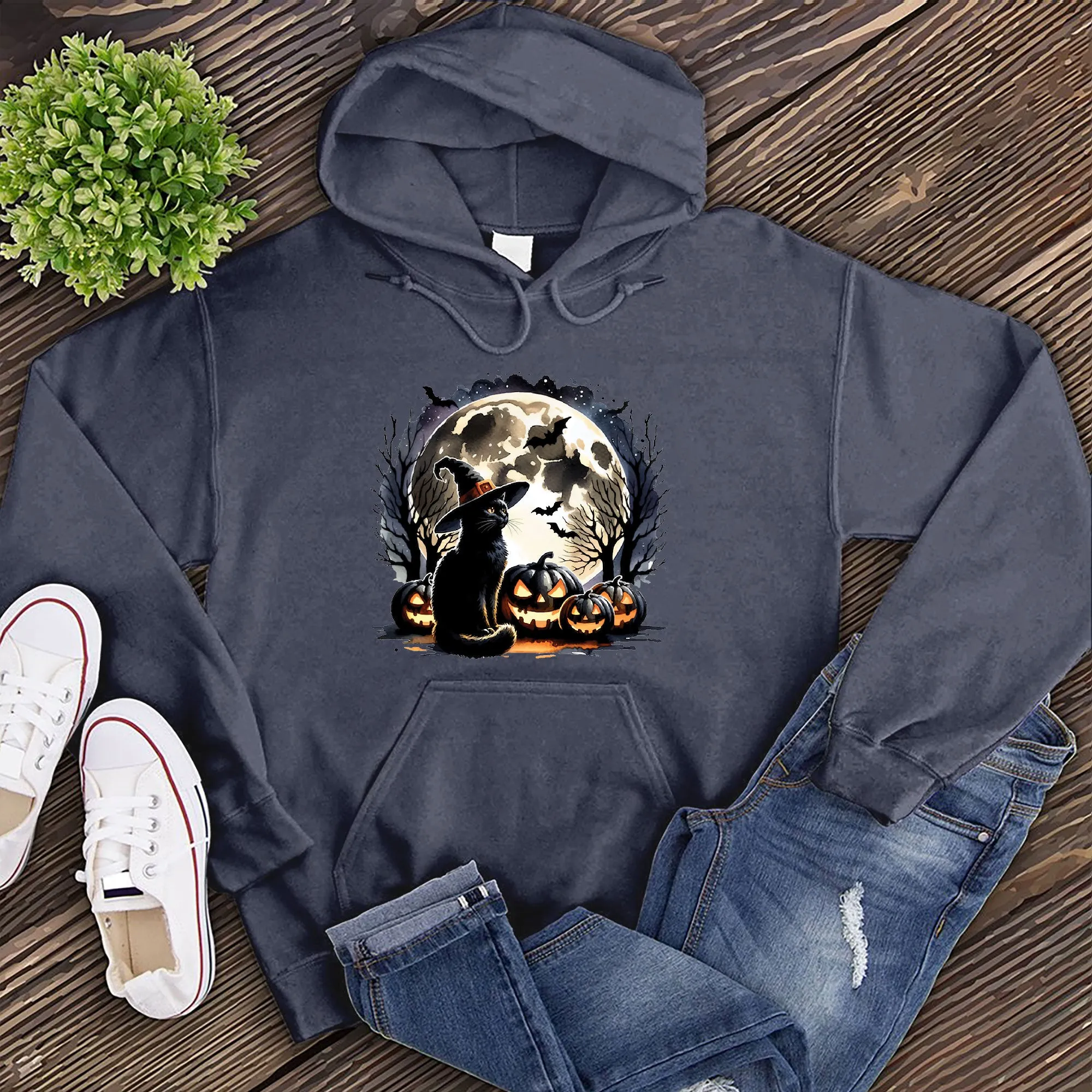 Moonlight Halloween Cat Hoodie