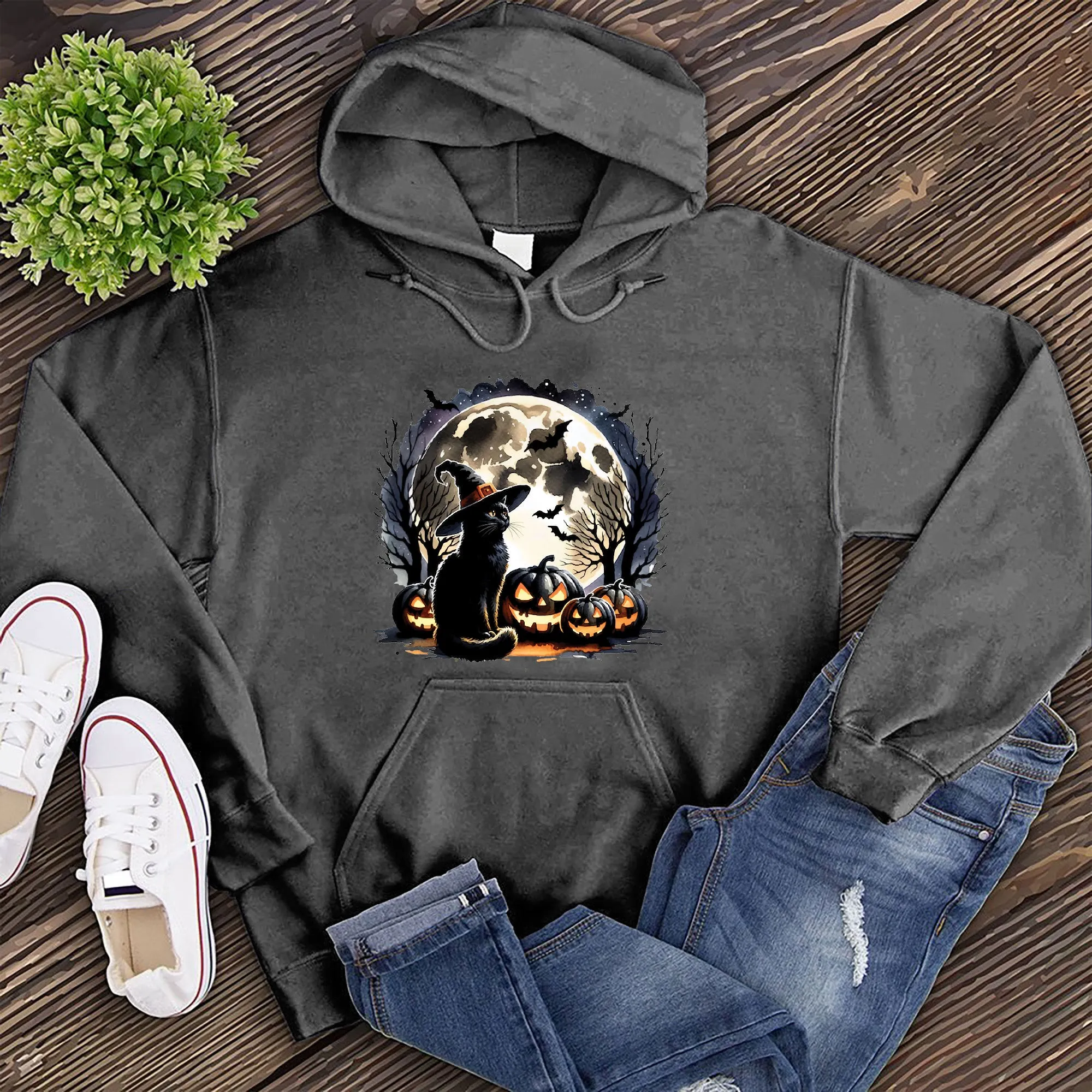 Moonlight Halloween Cat Hoodie