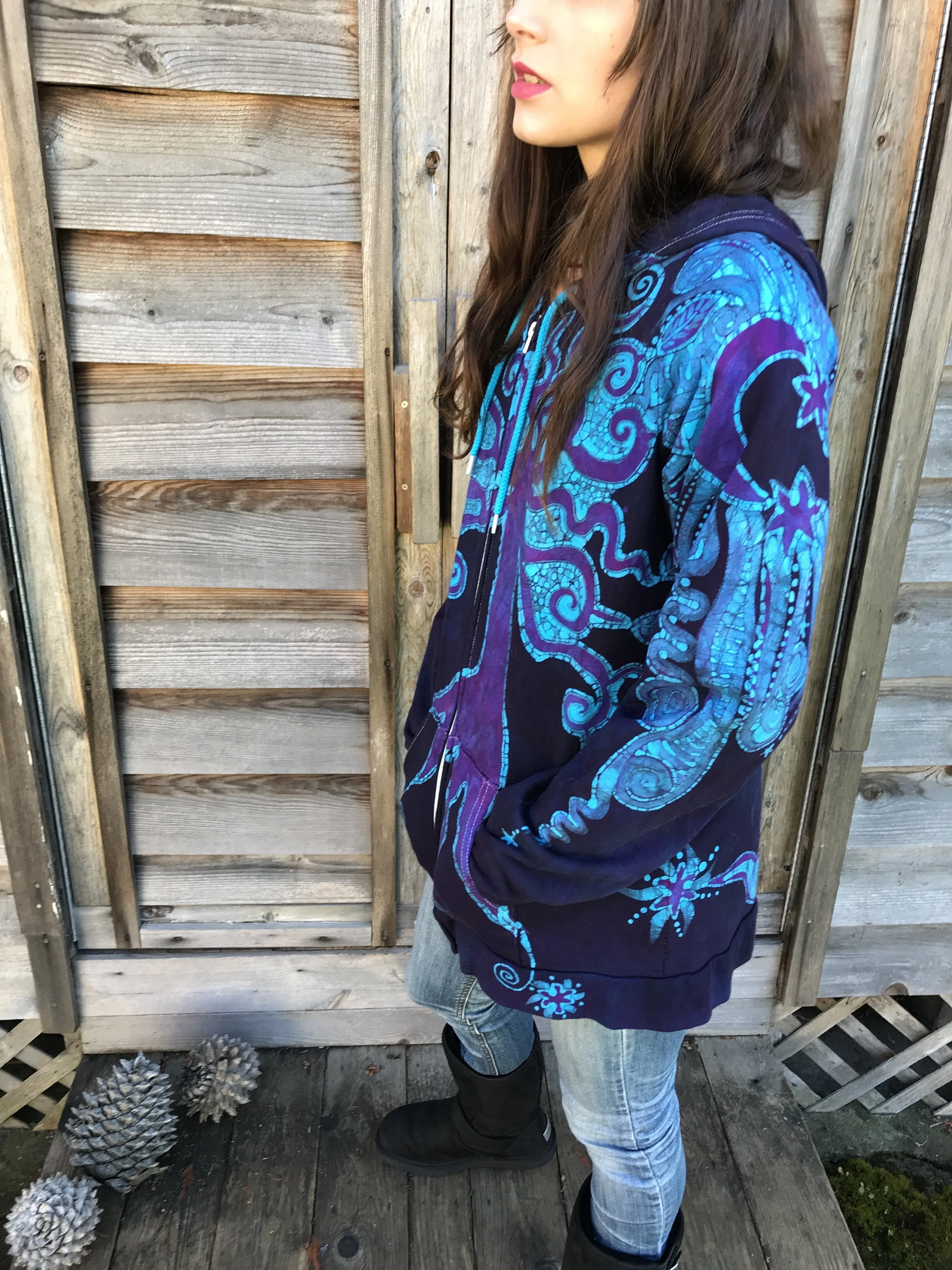 Moonlight Mystic Organic Cotton Handmade Batikwalla Hoodie