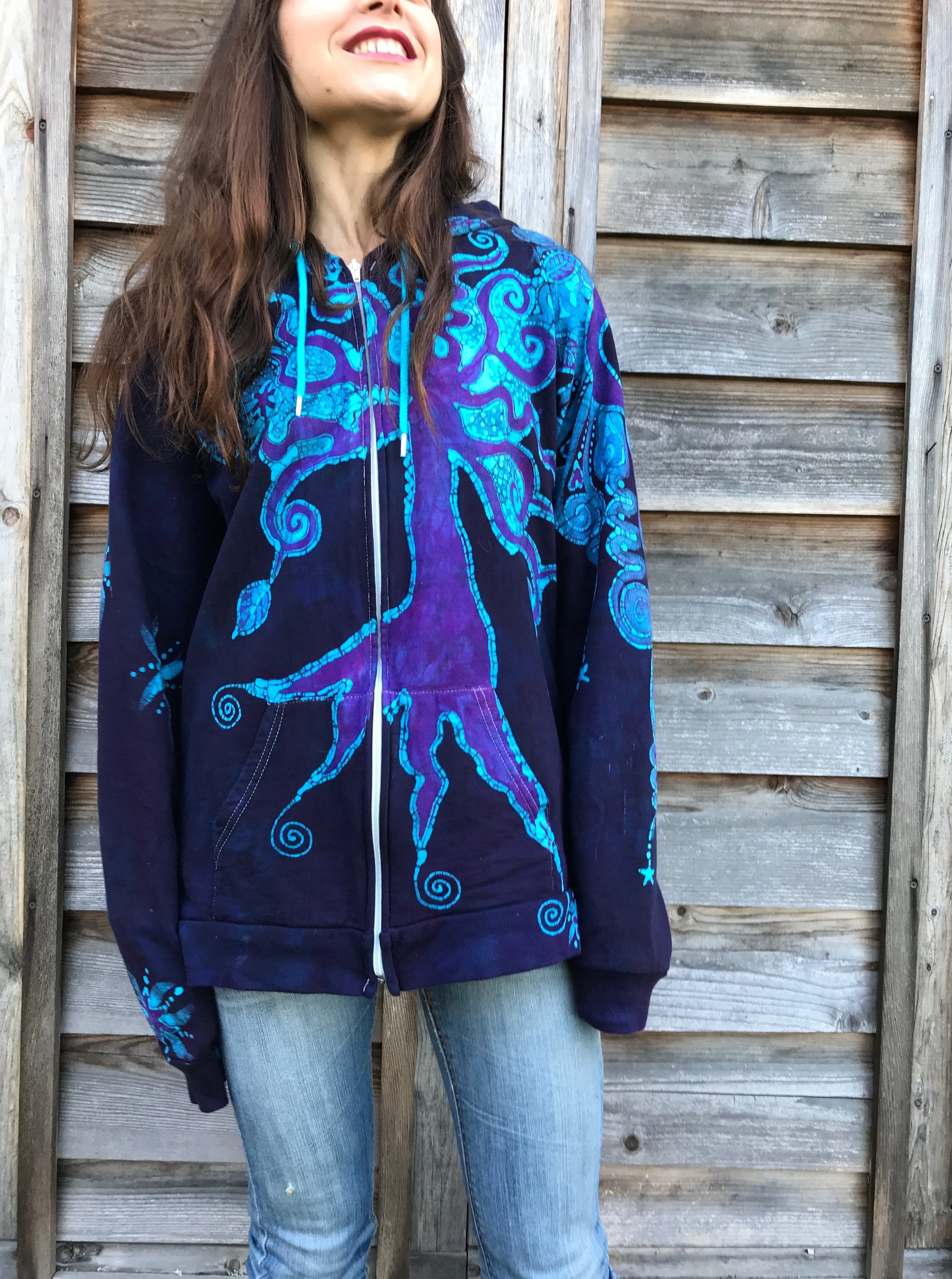 Moonlight Mystic Organic Cotton Handmade Batikwalla Hoodie