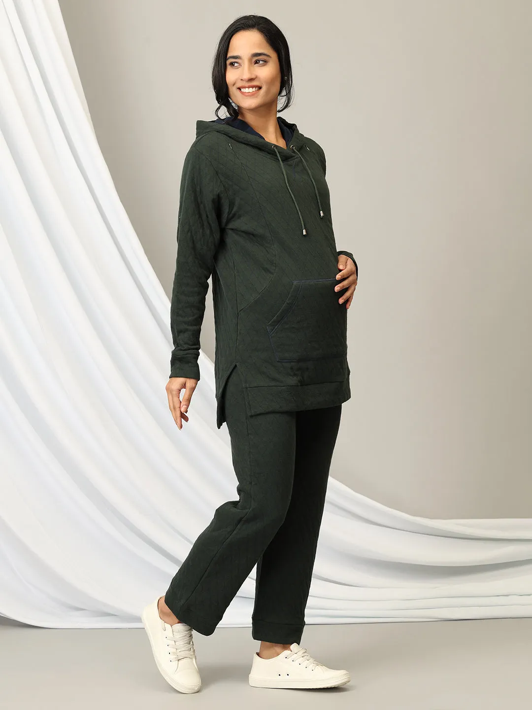 Moss Boss Maternity And Nursing Hoodie Pajama Loungewear Set