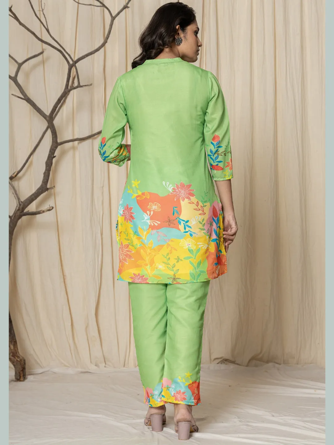 Muslin Digital Print Co-ord Set - Green