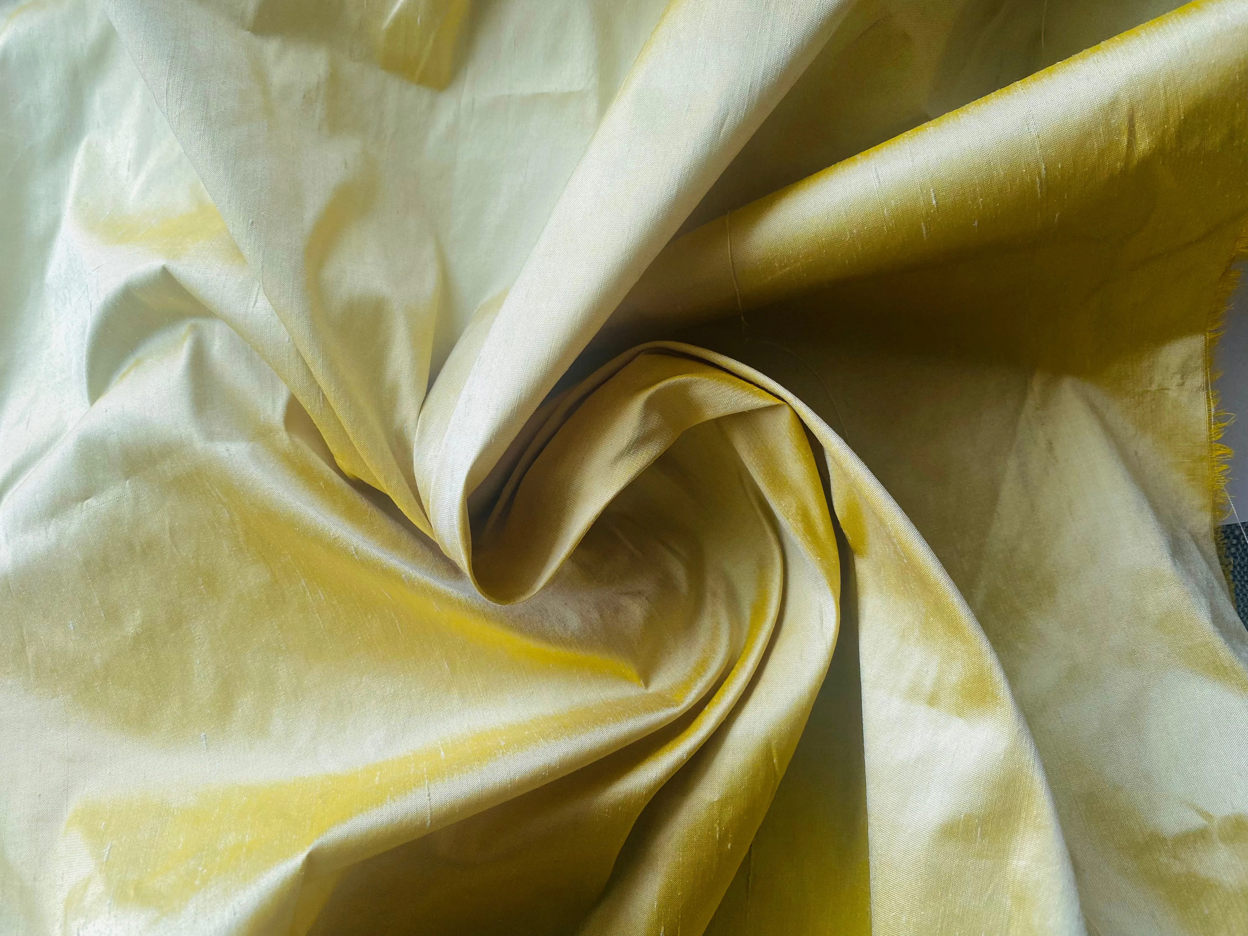 NEW Duchess Mable Designer 100% Silk Dupioni Ultra Icy Pastel Yellow Fabric