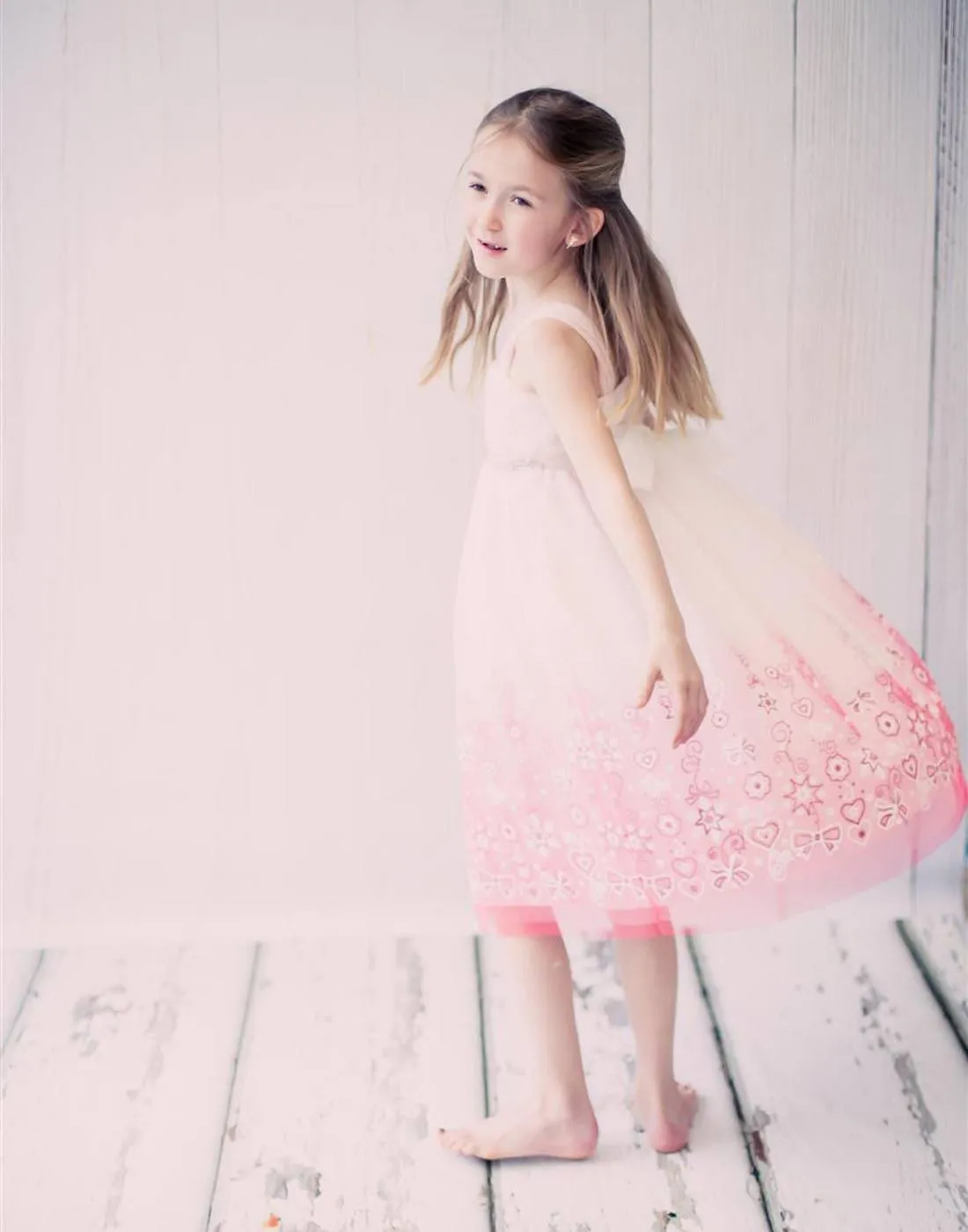 Ombre Glitter Princess Tulle Dress - Pink