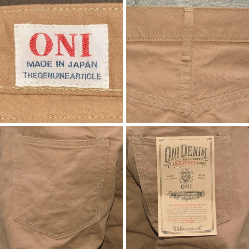 ONI DENIM "022ZR-SCKB" 9.5oz Selvedge Chino khaki Beige denim Relax Straight