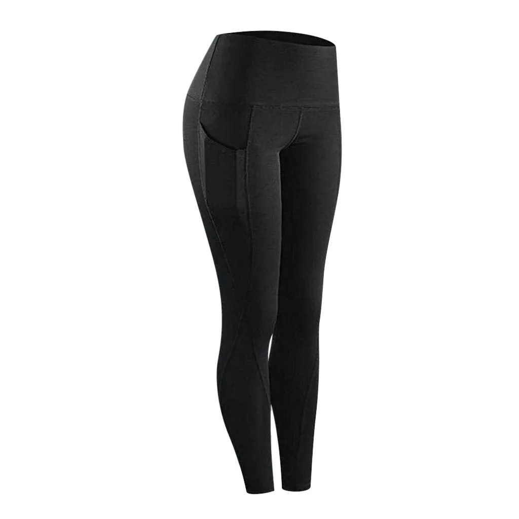 Open Box Deals,Leggings with Pockets for Women,High Waisted Workout Yoga Pants Elastic Waisted Gym Athletic Pants Workout Yoga Leggins 2024 Black