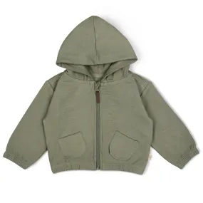 Organic Fleece Hooded Jacket | Olive