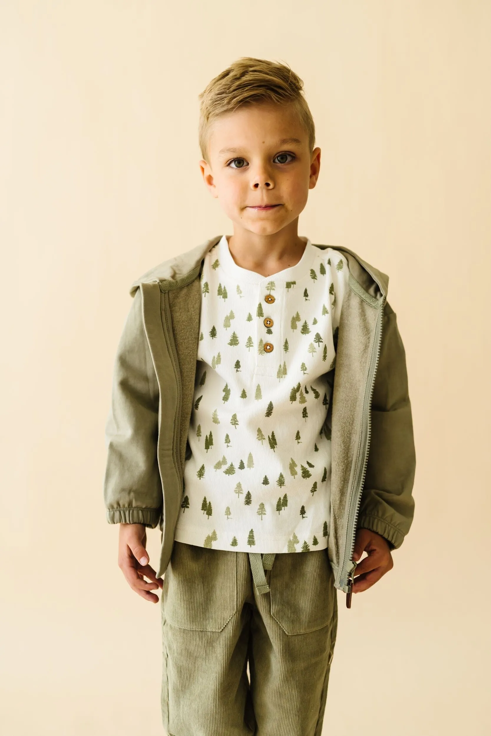 Organic Fleece Hooded Jacket | Olive