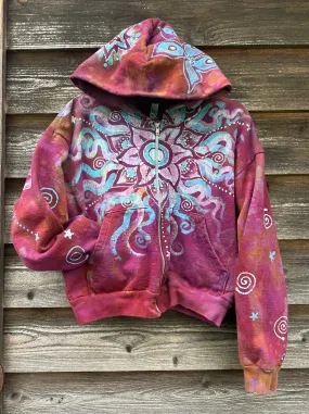 Pacific Sunset Lotus Flower Handmade Batik Hoodie