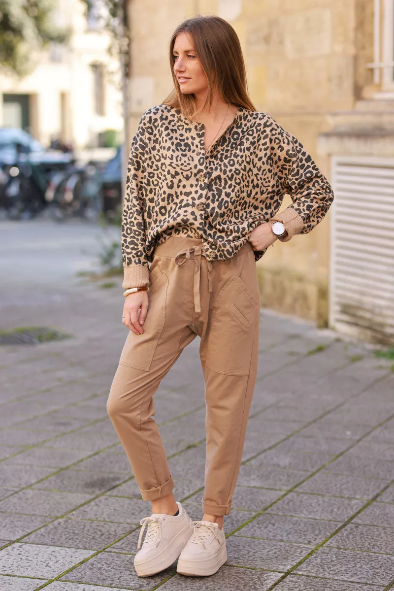 Pantalon de jogging camel clair urbain à poches