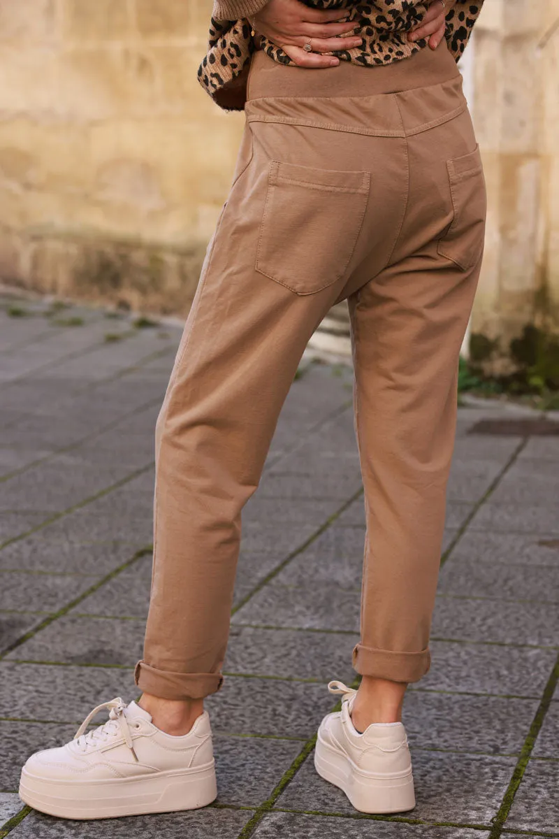 Pantalon de jogging camel clair urbain à poches