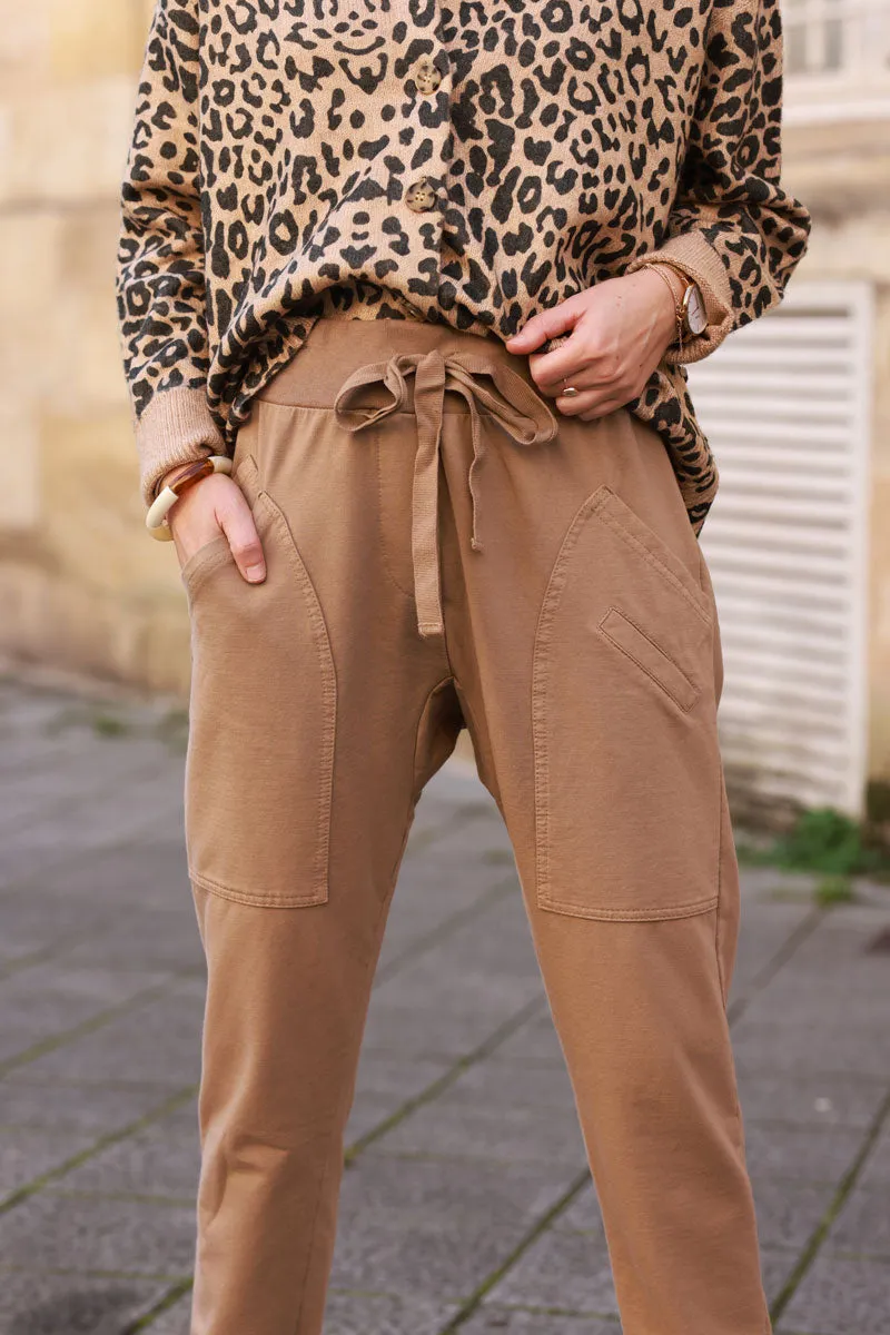 Pantalon de jogging camel clair urbain à poches