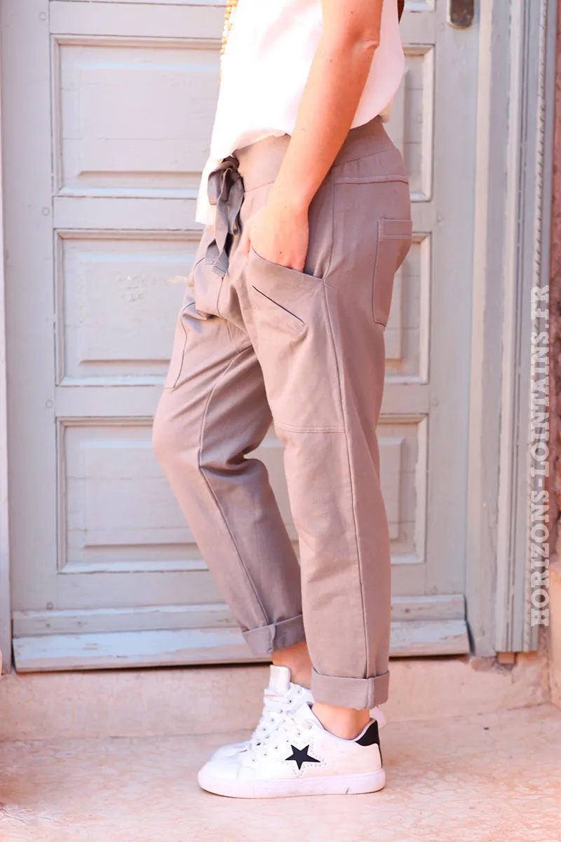 Pantalon de jogging gris taupe urbain à poches