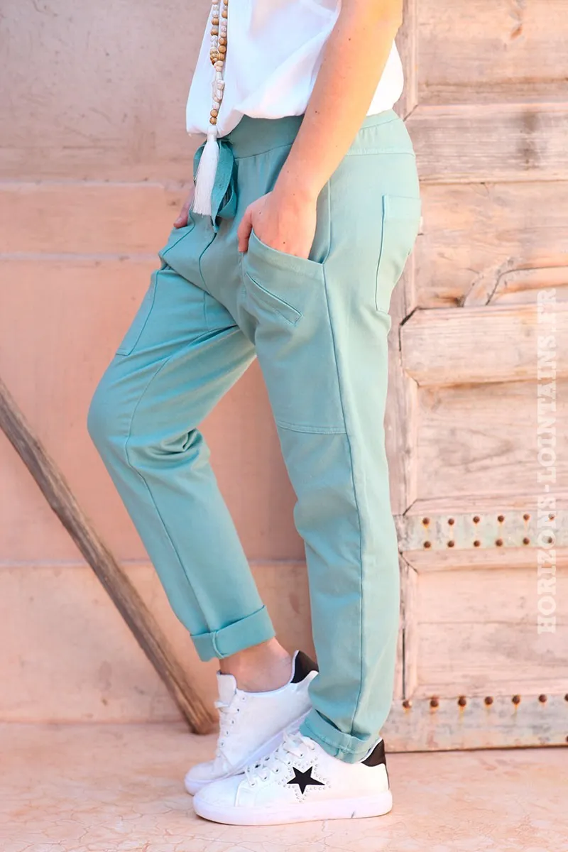 Pantalon de jogging vert céladon clair urbain à poches