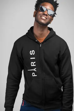 Paris Premium Zipper Black Hoodie