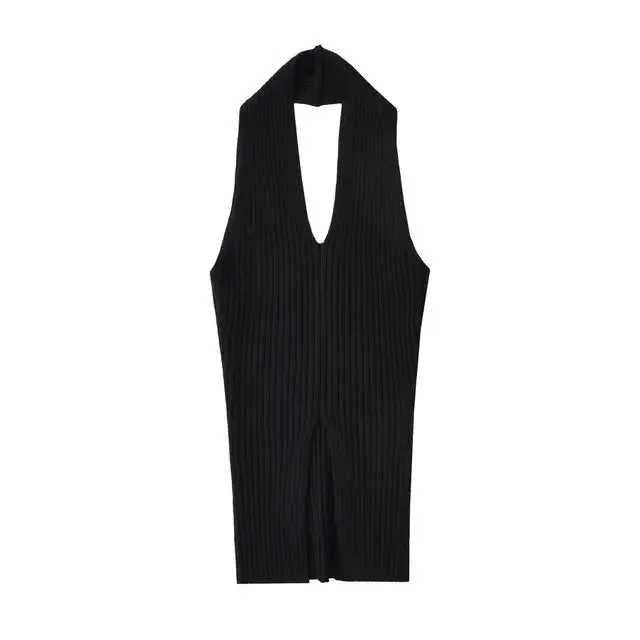 Pre Order:  Front Slit Halter Knit Top