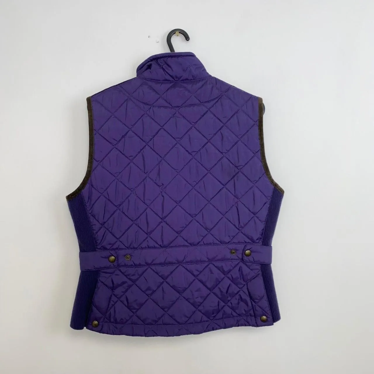 Preowned Ralph Lauren Quilted Gilet Womens Size L [Fit as M] Purple Crest Equestrian