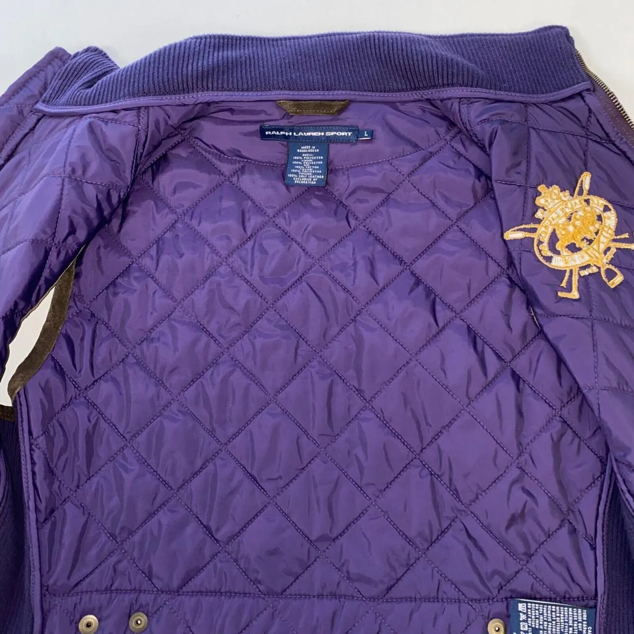 Preowned Ralph Lauren Quilted Gilet Womens Size L [Fit as M] Purple Crest Equestrian