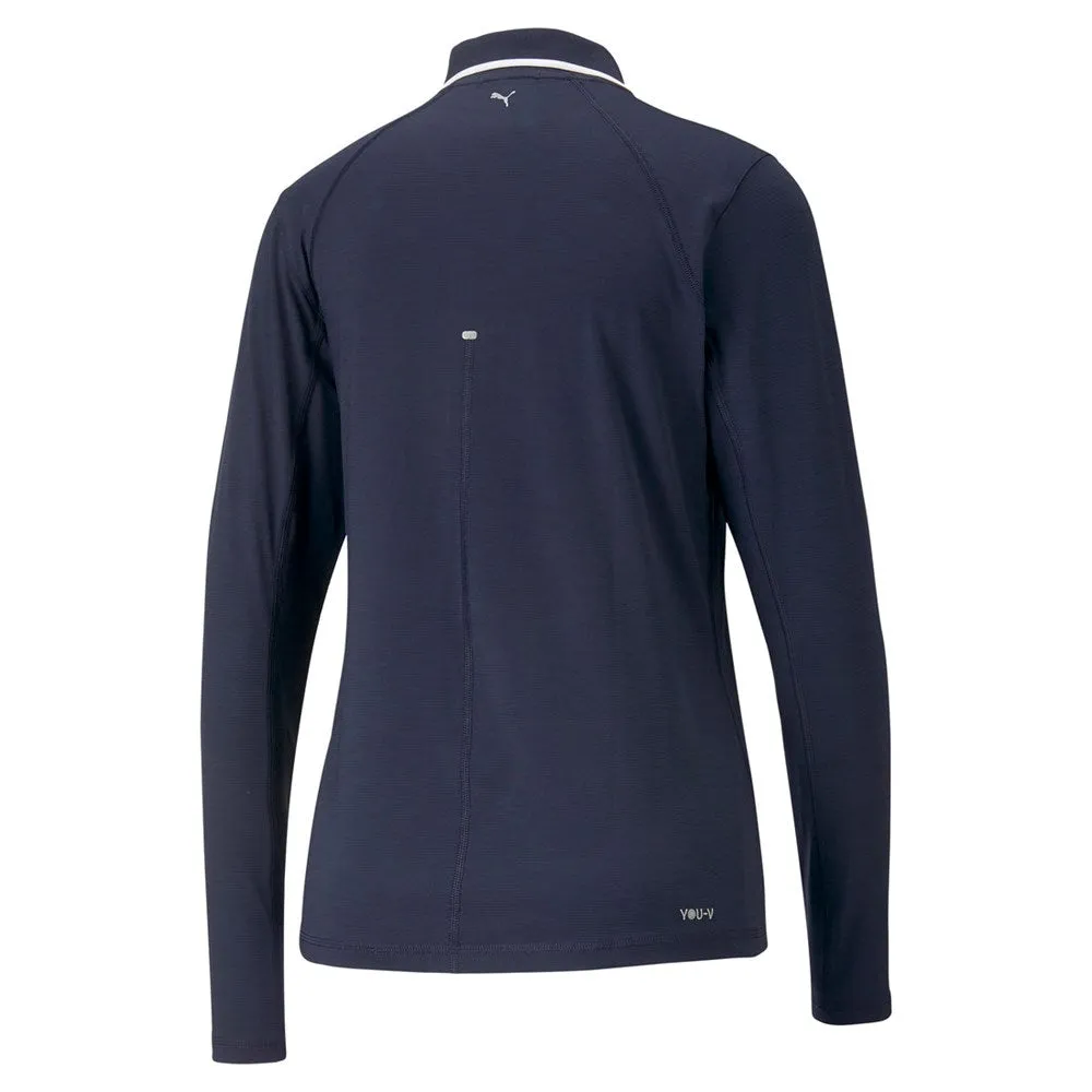 Puma Women's YouV Long Sleeve Golf Polo Shirt - Navy Blazer Heather