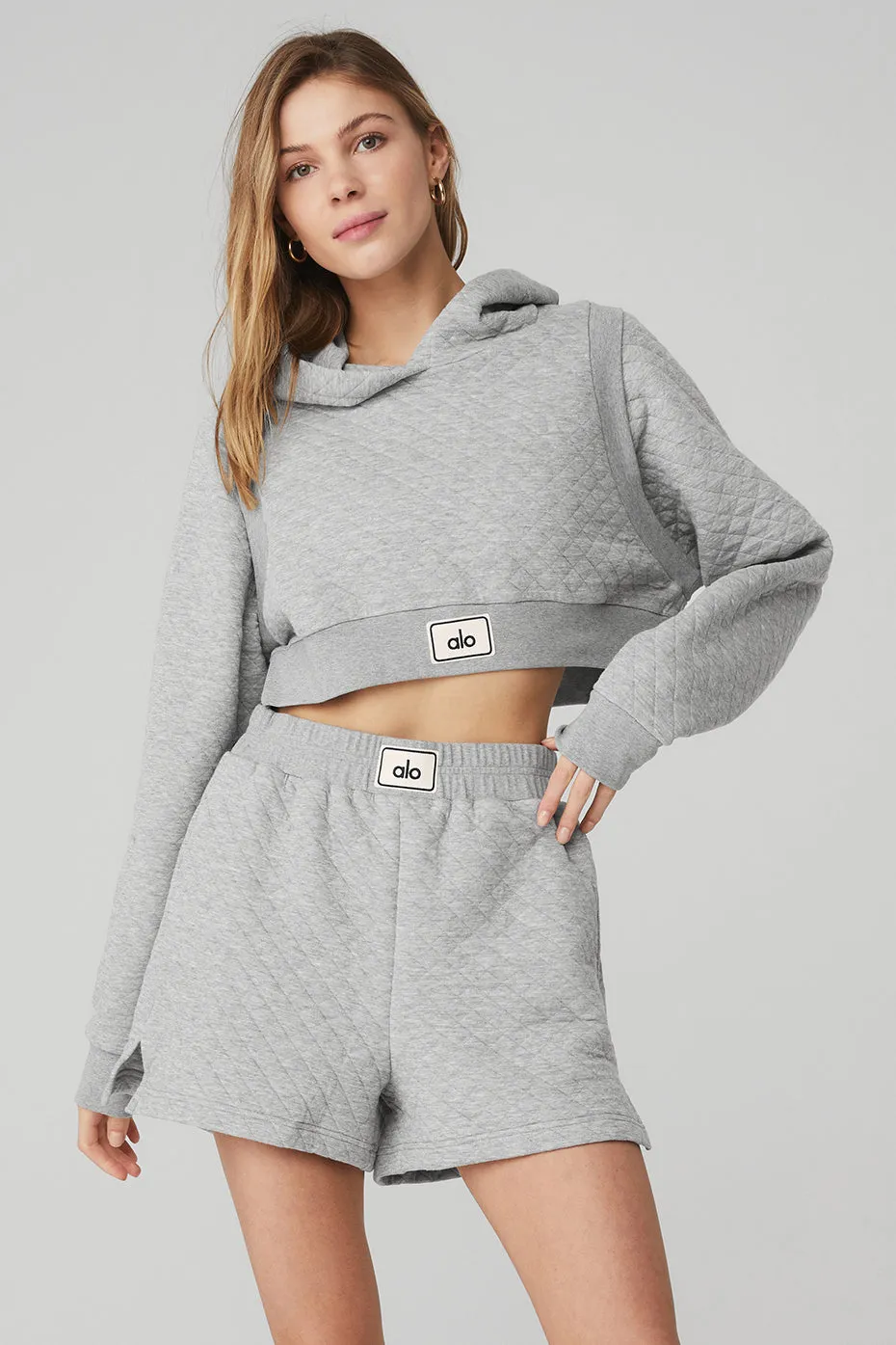 Quilted Cropped Arena Hoodie - Athletic Heather Grey