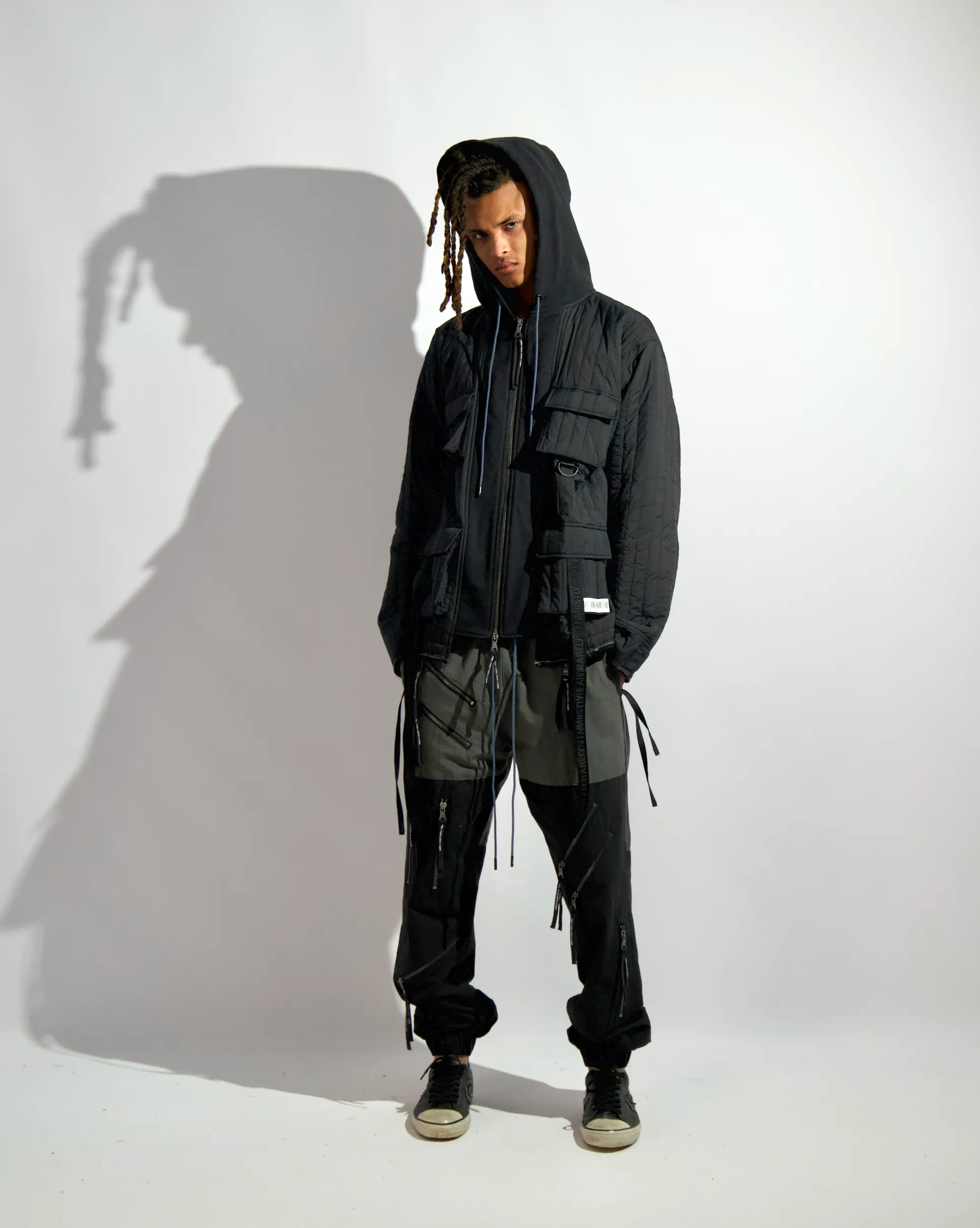 "QUILTED M65 ZIP UP HOODIE"