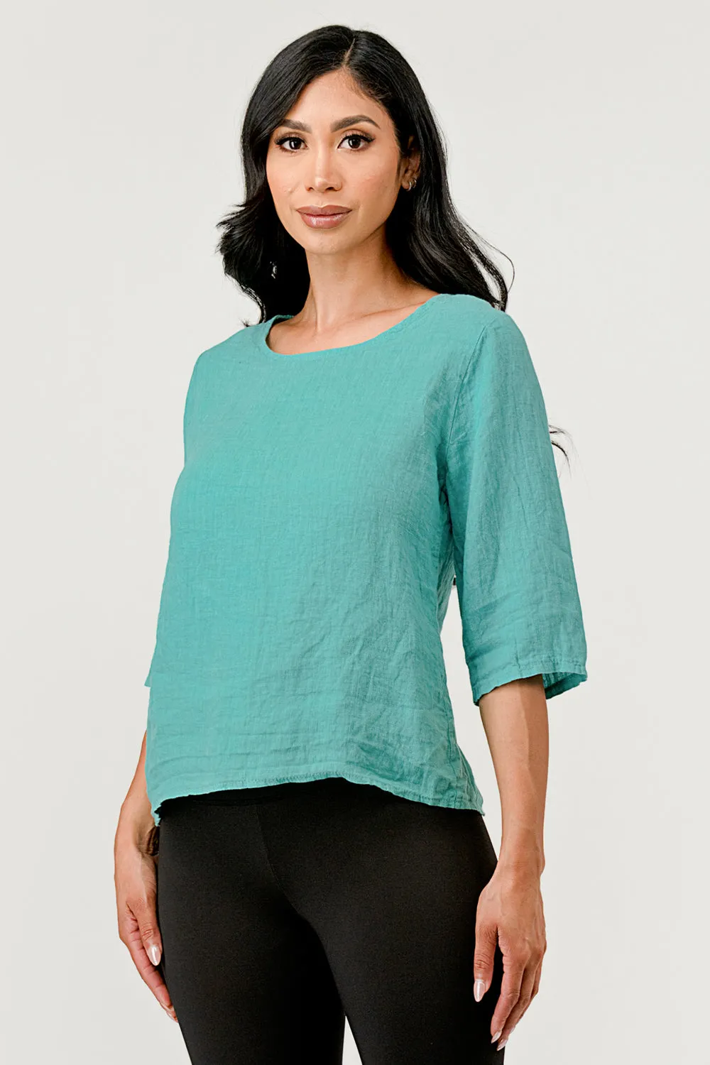 Raw Moda Linen Button Back Top