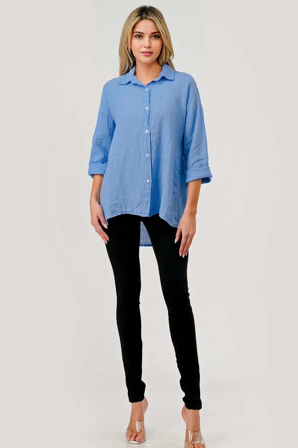 Raw Moda Short Linen Button Shirt