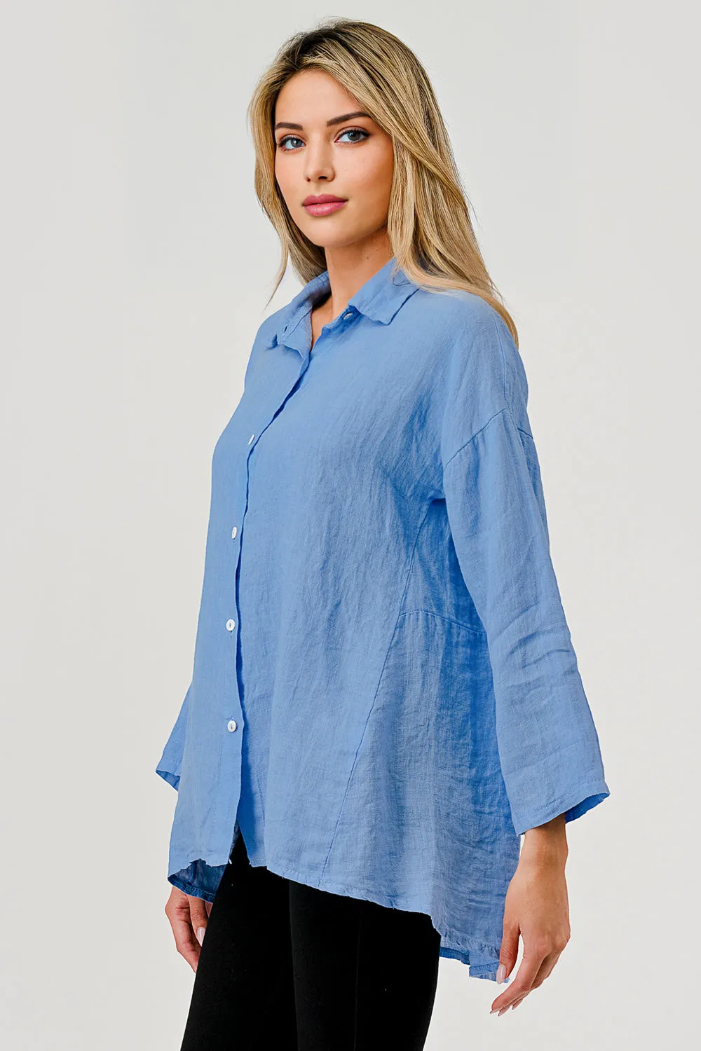 Raw Moda Short Linen Button Shirt