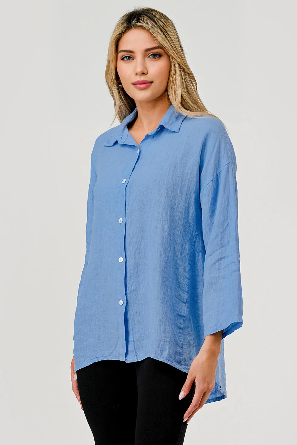 Raw Moda Short Linen Button Shirt