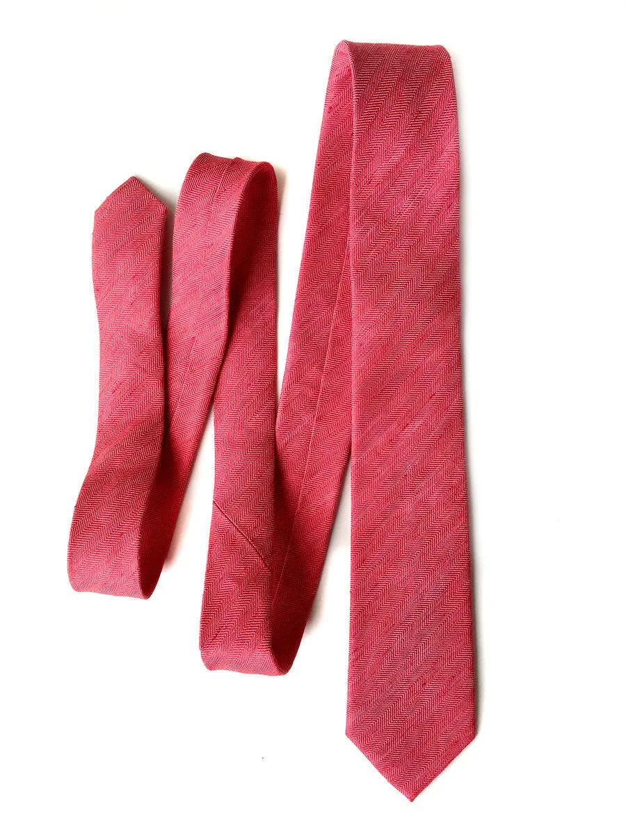 Red Linen Necktie. Solid Color Tie, Rouge River