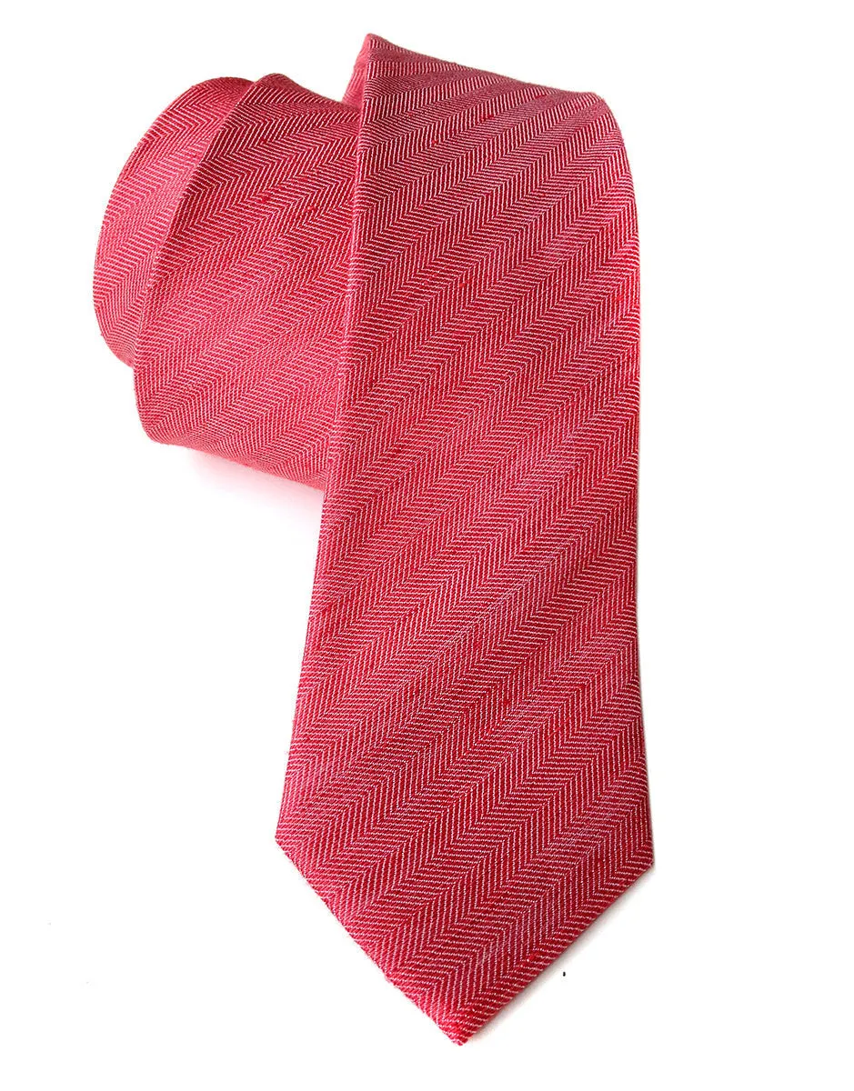 Red Linen Necktie. Solid Color Tie, Rouge River