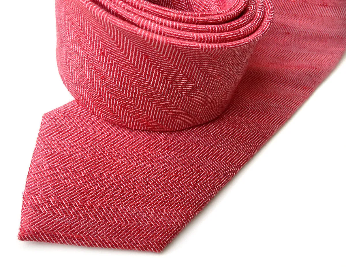 Red Linen Necktie. Solid Color Tie, Rouge River