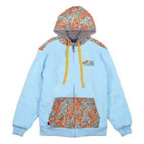 Removable Bear Floral Blue Zip Up Hoodie