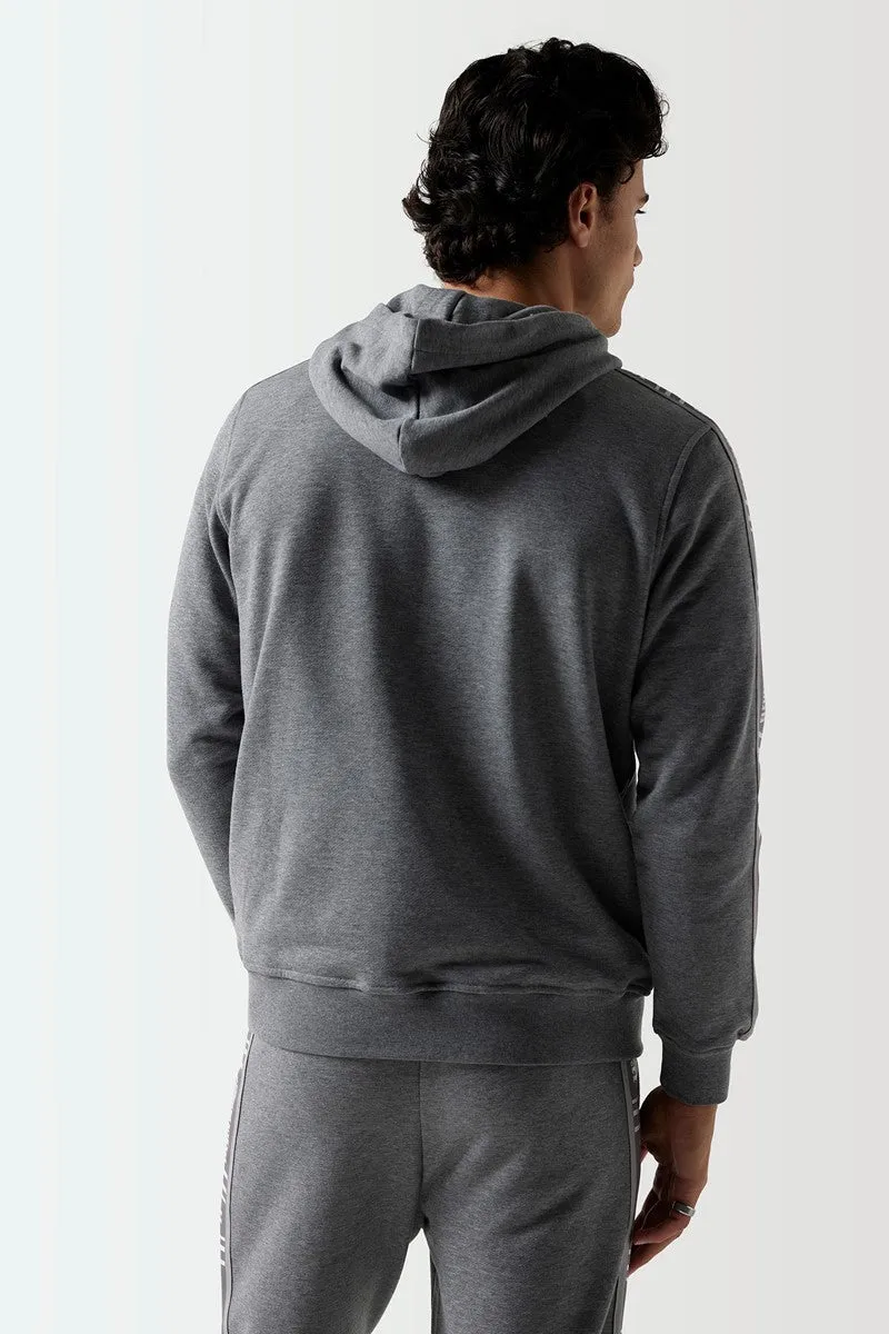 Retro Taped Hoodie - Charcoal Marl