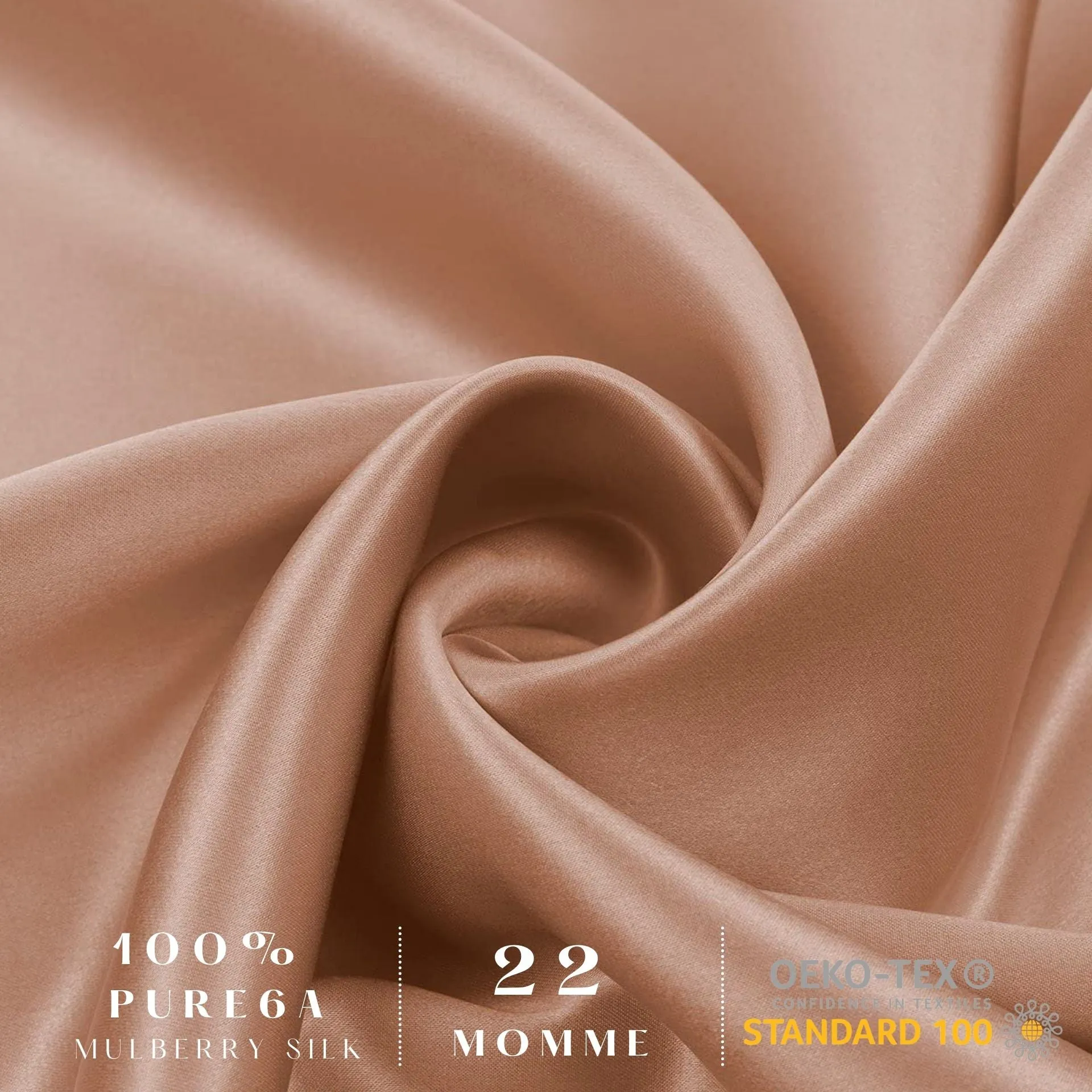 Rose Gold / Caramel  Silk Pillowcase - USA Standard Size - Zip Closure