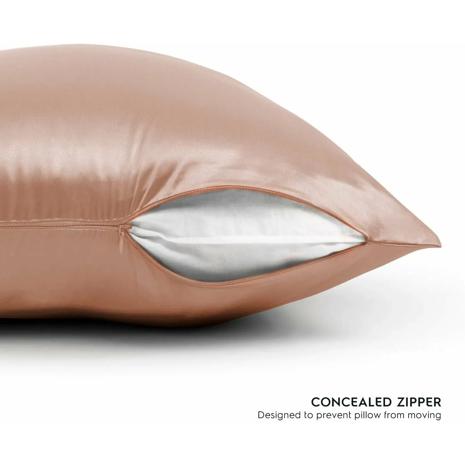 Rose Gold / Caramel  Silk Pillowcase - USA Standard Size - Zip Closure