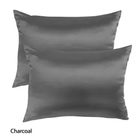 Royal Comfort Mulberry Soft Silk Hypoallergenic Pillowcase Twin Pack 51 x 76cm 51 x 76 cm Charcoal