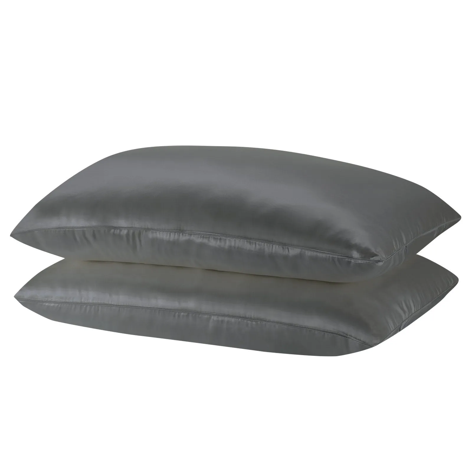 Royal Comfort Mulberry Soft Silk Hypoallergenic Pillowcase Twin Pack 51 x 76cm 51 x 76 cm Charcoal