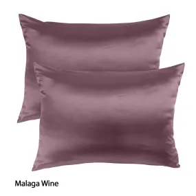 Royal Comfort Mulberry Soft Silk Hypoallergenic Pillowcase Twin Pack 51 x 76cm 51 x 76 cm Malaga Wine