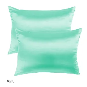 Royal Comfort Mulberry Soft Silk Hypoallergenic Pillowcase Twin Pack 51 x 76cm 51 x 76 cm Mint