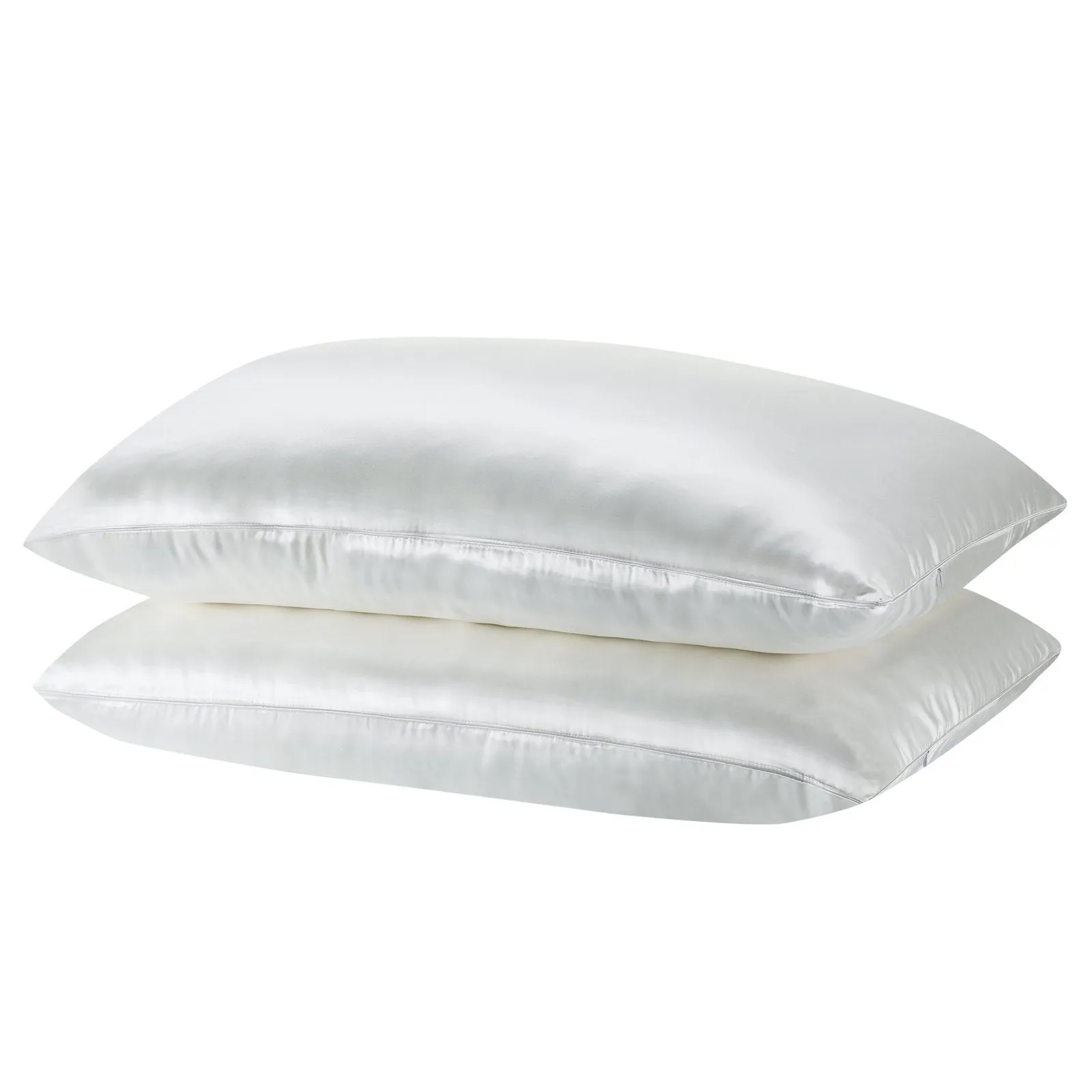 Royal Comfort Mulberry Soft Silk Hypoallergenic Pillowcase Twin Pack 51 x 76cm 51 x 76 cm Silver