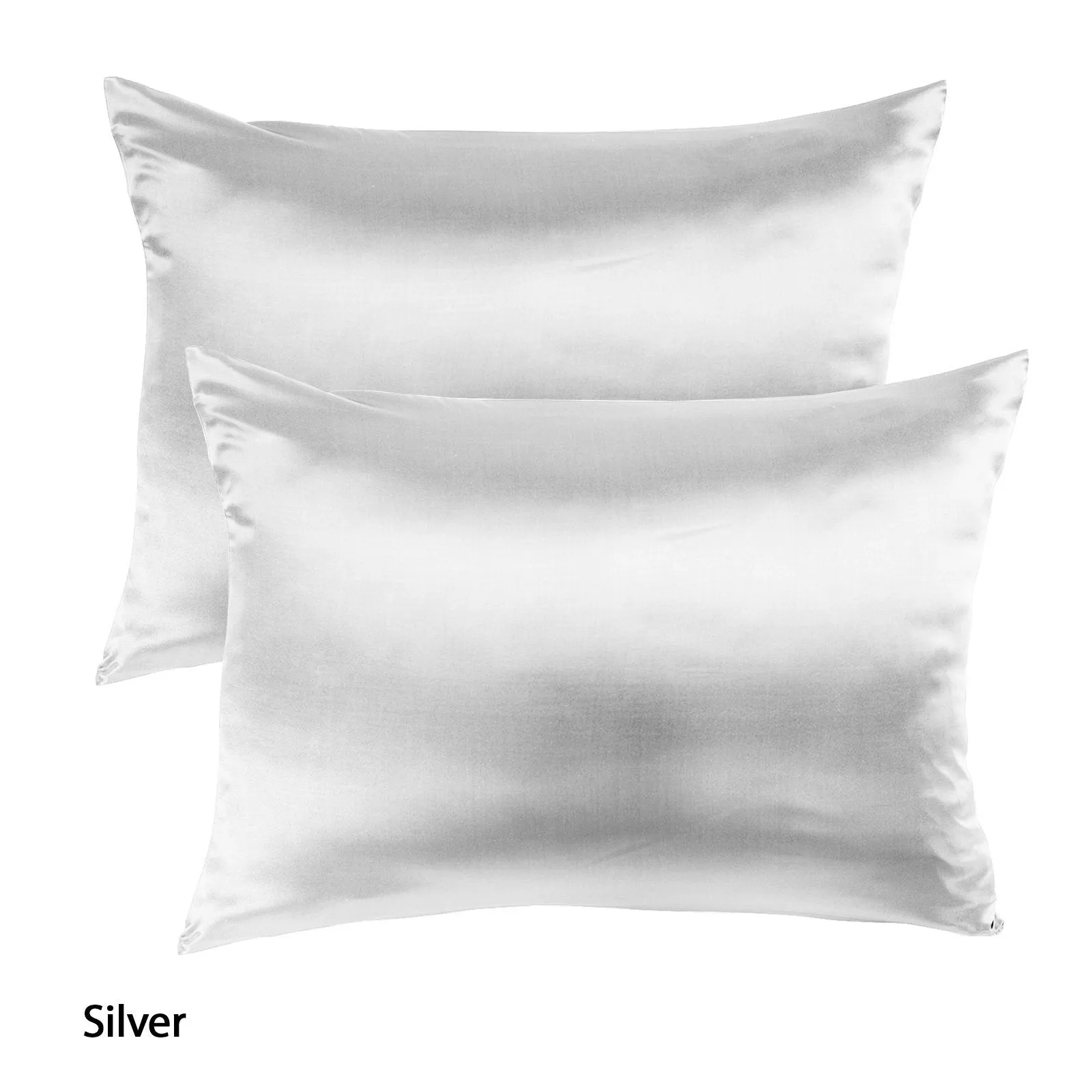 Royal Comfort Mulberry Soft Silk Hypoallergenic Pillowcase Twin Pack 51 x 76cm 51 x 76 cm Silver