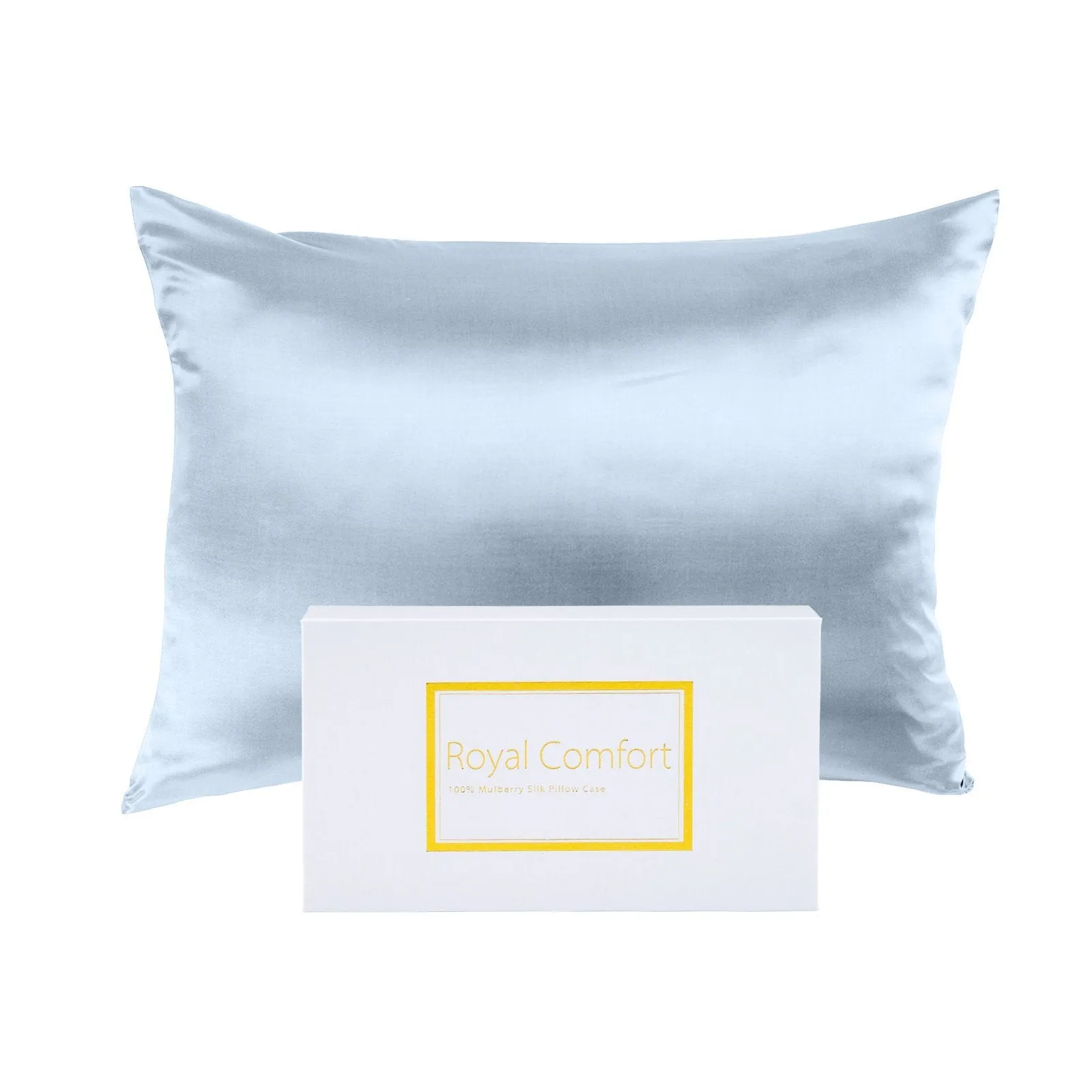 Royal Comfort Mulberry Soft Silk Hypoallergenic Pillowcase Twin Pack 51 x 76cm 51 x 76 cm Soft Blue