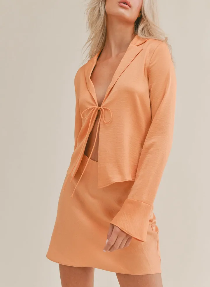 Sage The Lable Jess Tie Front Shirt - Apricot