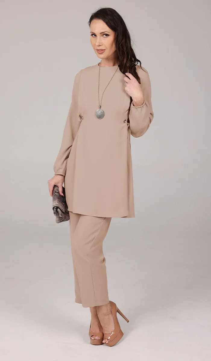 Sakinah Long Modest Adjustable Long Tunic - Latte