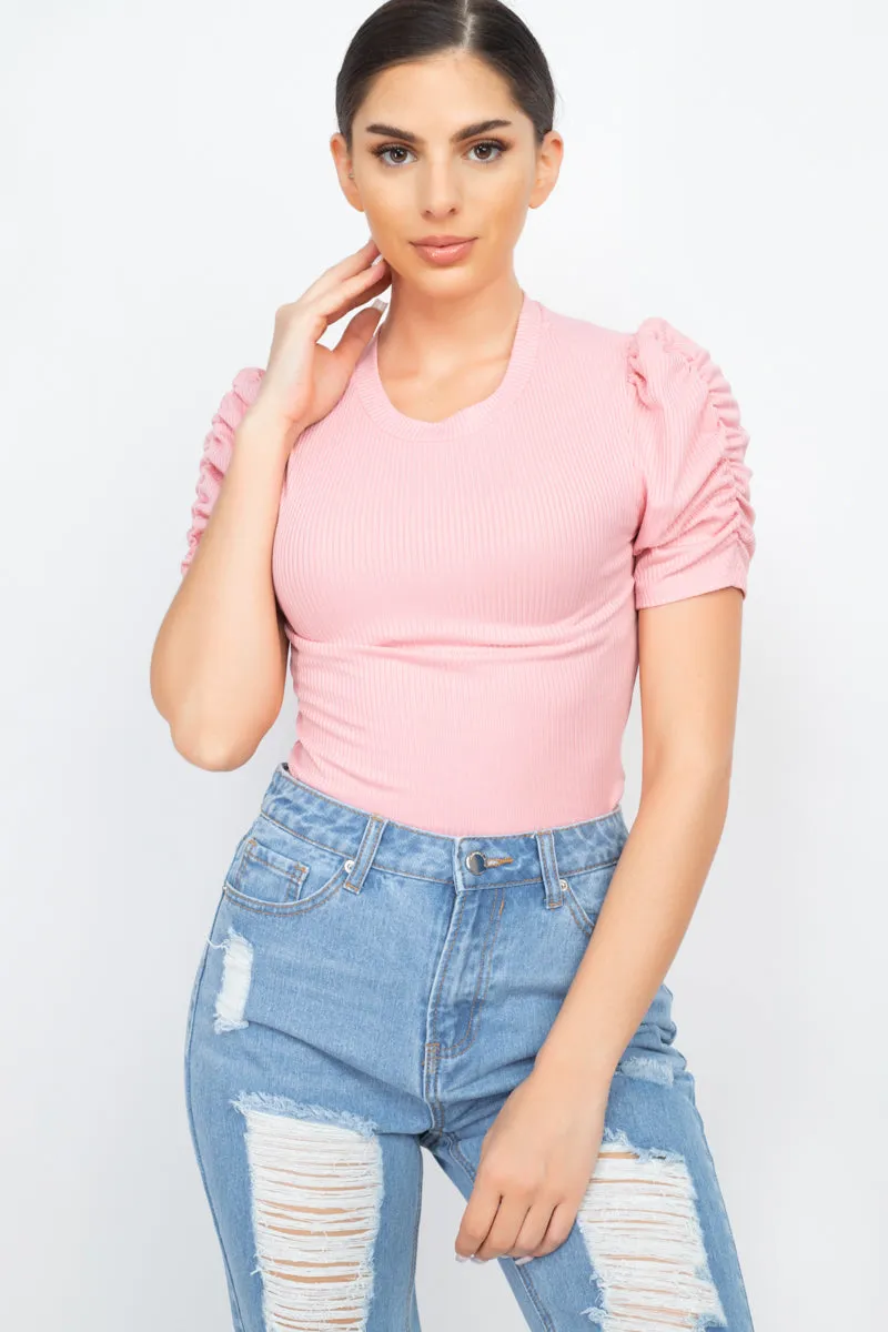 Short Ruching Sleeve Top