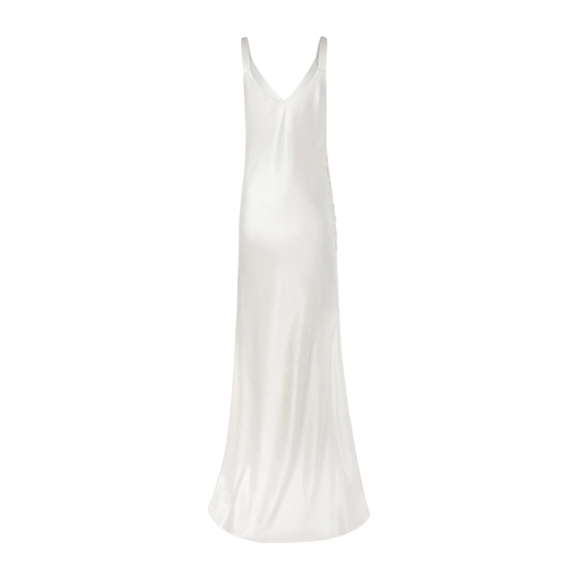 SILK SATIN SLIP DRESS WITH CROCHET INSERT