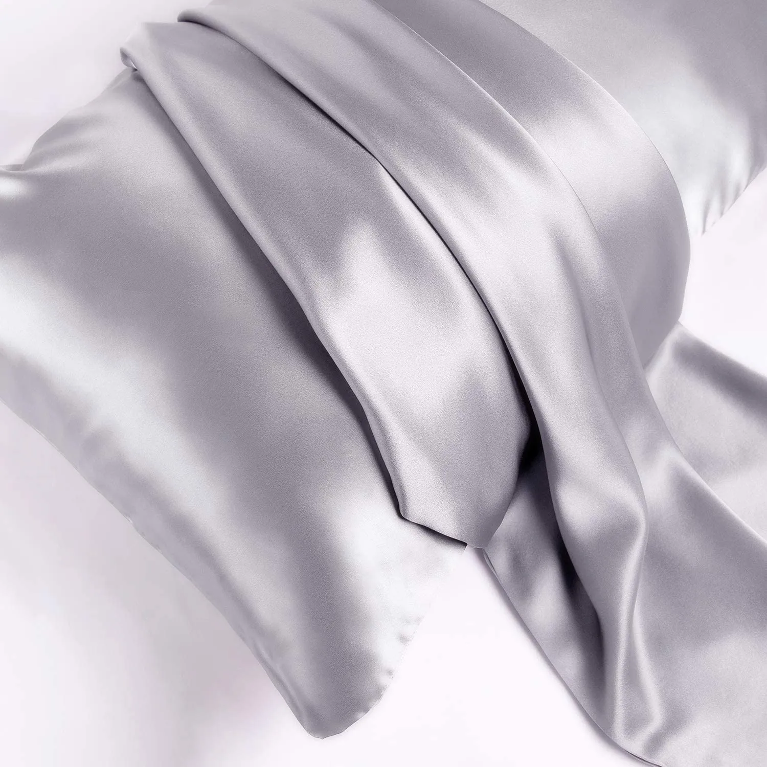 Silver Silk Pillowcase - King - Zip Closure