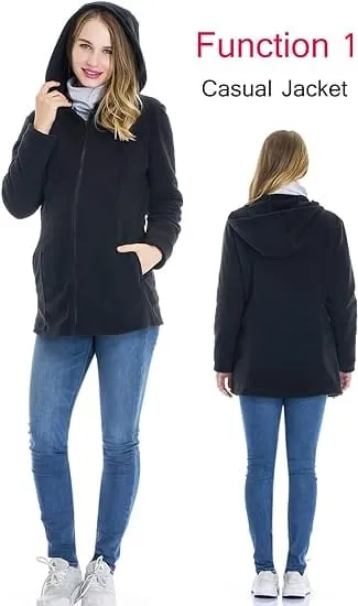 SMALLSHOW - Fleece Zip Up Maternity Baby Carrier Hoodie Sweatshirt Jacket